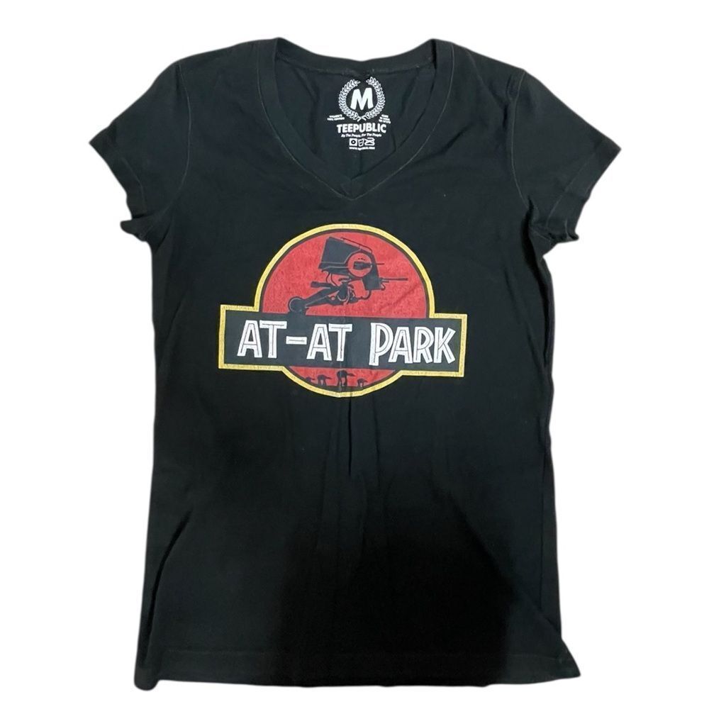 Star Wars AT-AT Park TeePublic T-Shirt Women’s M Black Graphic V-Neck